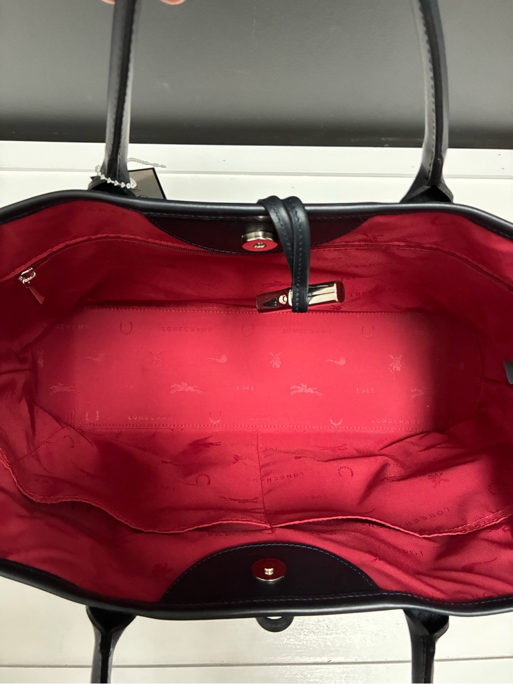 Longchamp Navy Logo Tote Bag - Picture 7 of 7